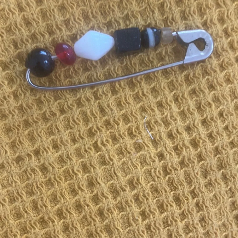 Beaded Safety Pin Brooch